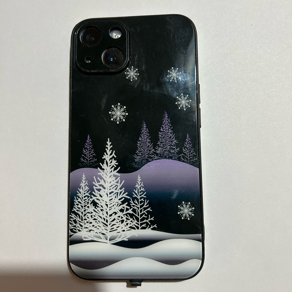 LIGHTED Holiday Xmas Tree Forest Snowflakes Apple IPhone 14 case changes colors!